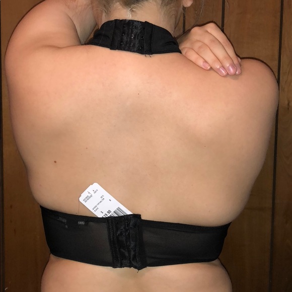 Black Lace High Neck Crop Top - Picture 2 of 2